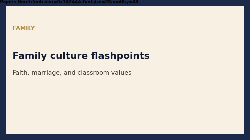 Family culture flashpoints